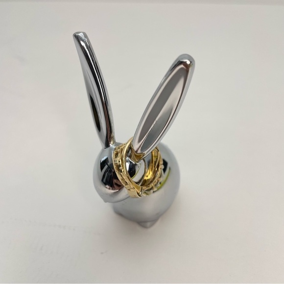 CHROME Bunny Rabbit Ring Holder Paperweight - Picture 4 of 11